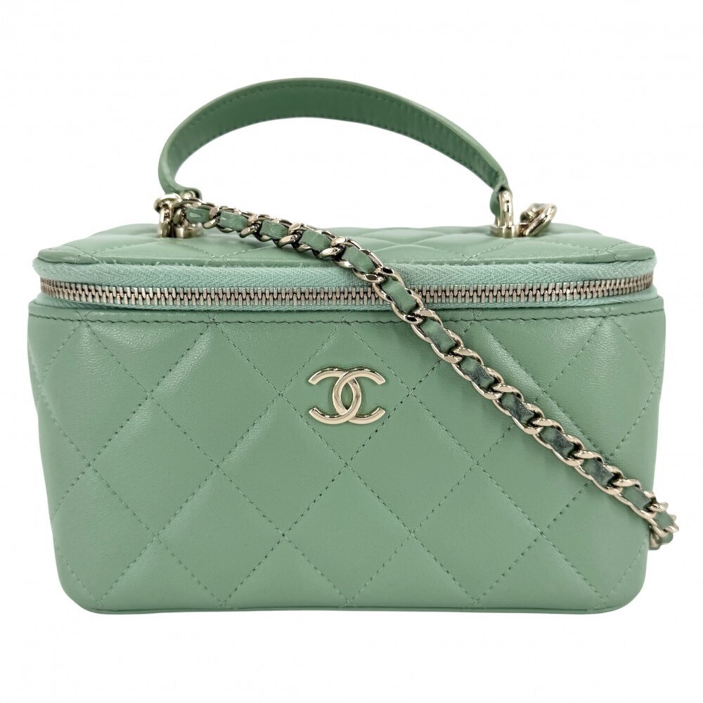 Chanel Women's Matelassé Vanity Bag, Chain Shoulder Mini Pouch, Crossbody Han...